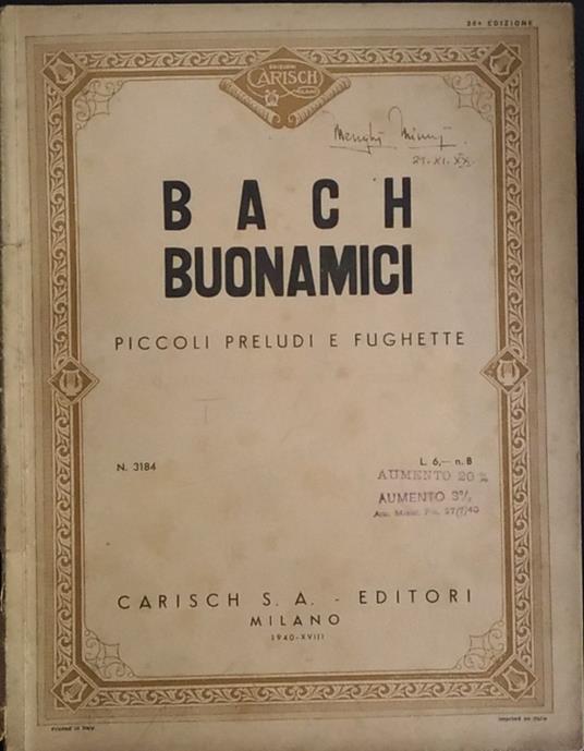 Raccolta di piccoli preludi e fughette - copertina