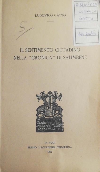 Il sentimento cittadino nella cronica di Salimbene - Ludovico Gatto - copertina