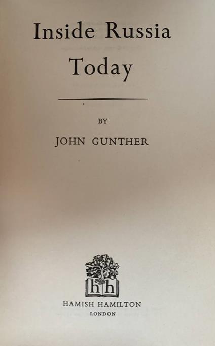 Inside Russia today - John Gunther - copertina
