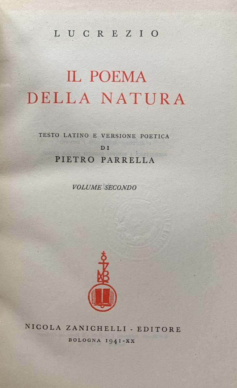 Il poema della natura. Volume secondo