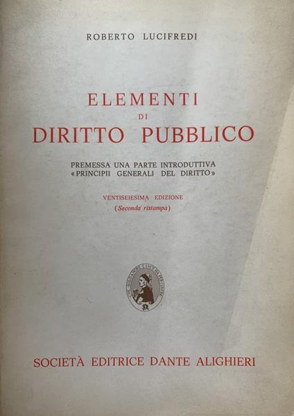 Elementi di diritto pubblico - Roberto Lucifredi - copertina