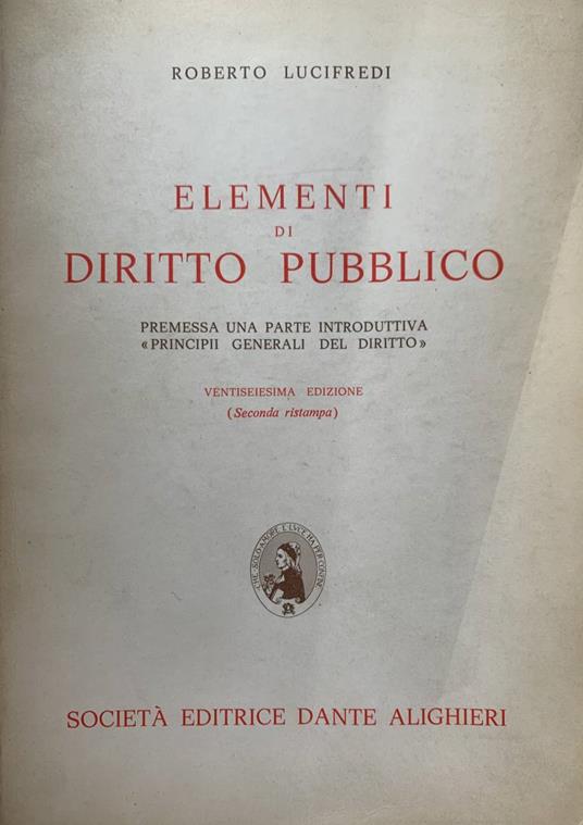 Elementi di diritto pubblico - Roberto Lucifredi - copertina