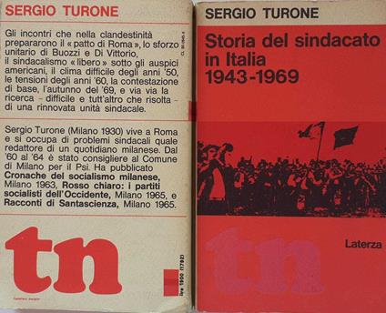 Storia del sindacato in Italia 1943-1969 - Sergio Turone - copertina