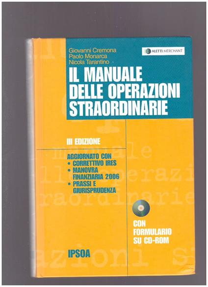 Il manuale delle operazioni straordinarie - copertina