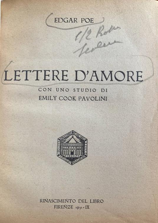 Lettere d'amore - Edgar Allan Poe - copertina