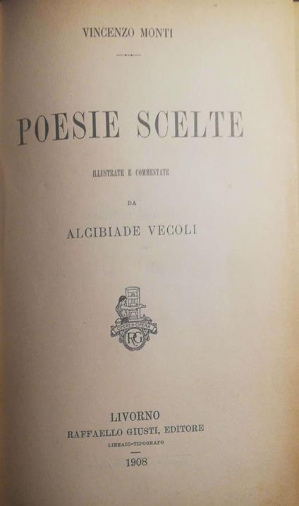 Poesie scelte - Vincenzo Monti - copertina