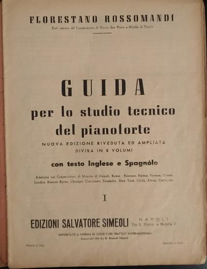 Guida per lo studio tecnico del Pianoforte. Primo libro - copertina