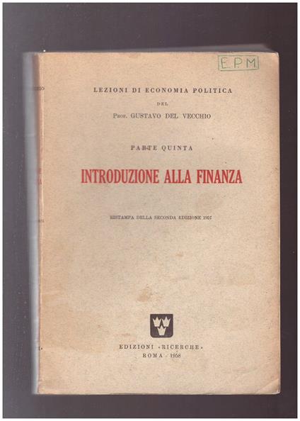 Introduzione alla finanza Parte Quinta - Gustavo Del Vecchio - copertina