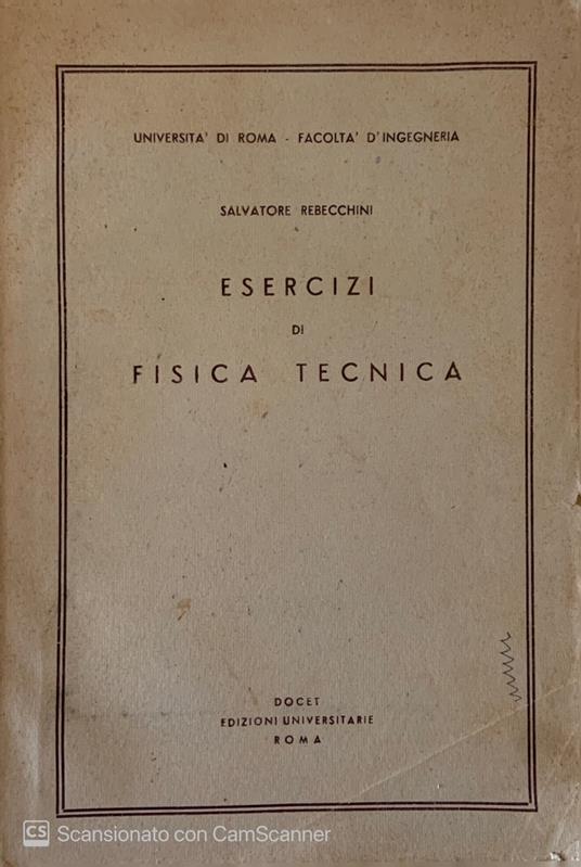 Esercizi di fisica tecnica - Salvatore Rebecchini - copertina