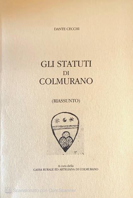 Gli statuti di Colmurano (Riassunto) - Dante Cecchi - copertina