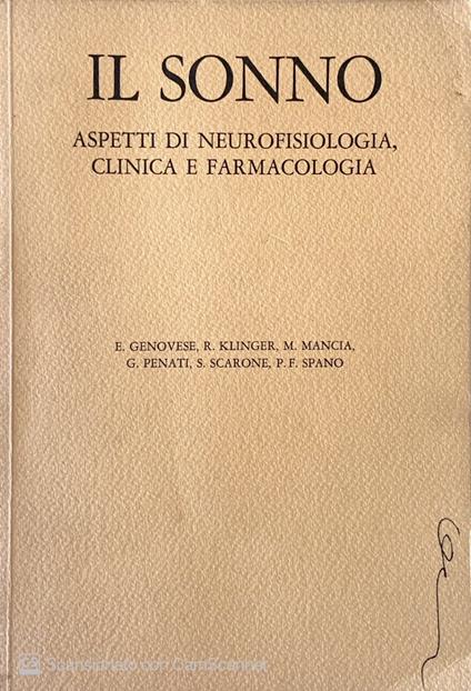 Il sonno aspetti di neurofisiologia, clinica e farmacologia - copertina