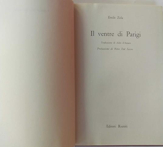 Il ventre di Parigi - Émile Zola - copertina