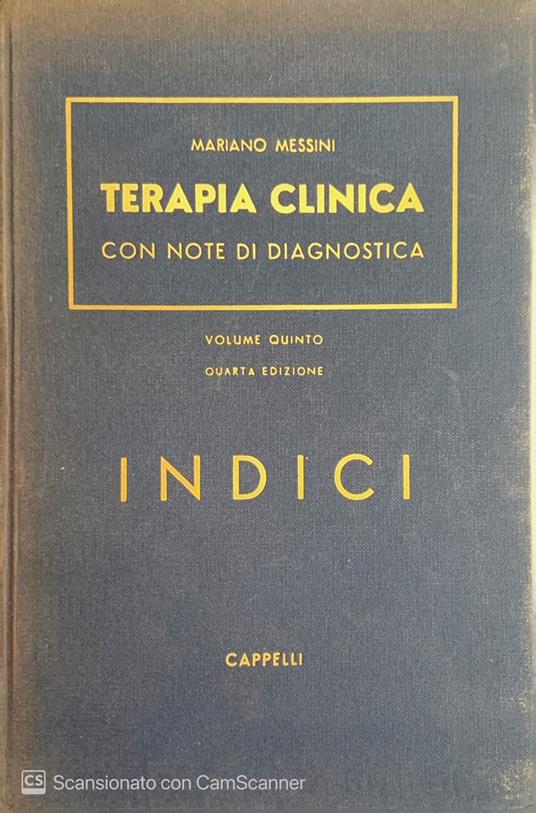 Trattato di terapia clinica. Vol 5 Indici - Mariano Messini - copertina