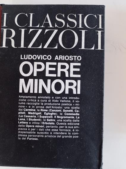 Opere minori - Ludovico Ariosto - copertina