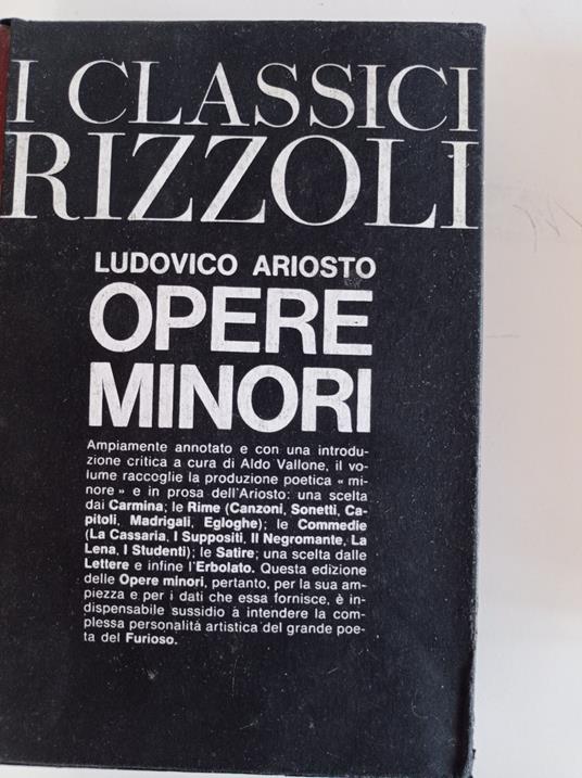 Opere minori - Ludovico Ariosto - copertina