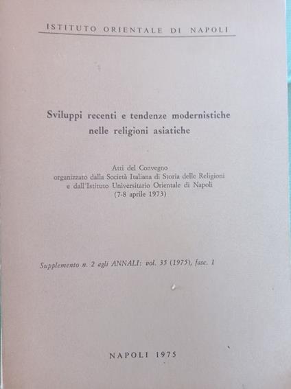 Sviluppi recenti e tendenze modernistiche nelle religioni asiatiche - copertina