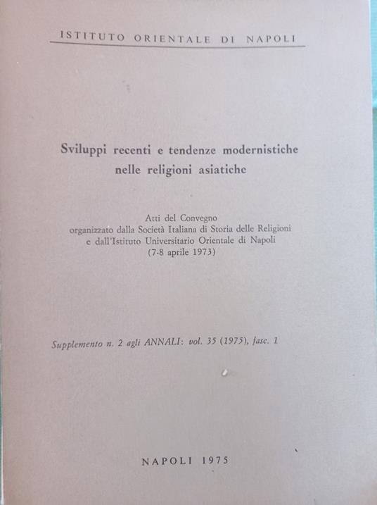 Sviluppi recenti e tendenze modernistiche nelle religioni asiatiche - copertina