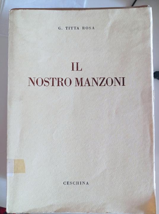 Il nostro Manzoni - Giovanni Titta Rosa - copertina