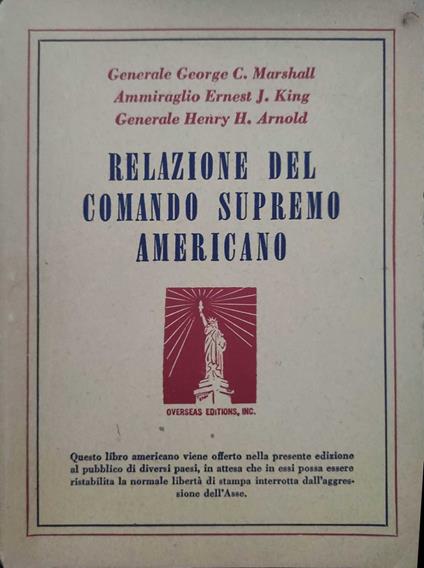 Relazione del comando supremo Americano - copertina