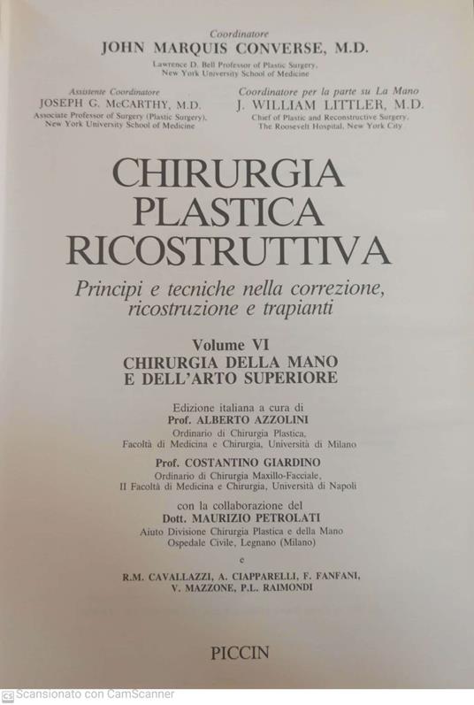 Chirurgia plastica ricostruttiva Principi e tecniche nella correzione ricostruzione e trapianti Vol. 6 - copertina