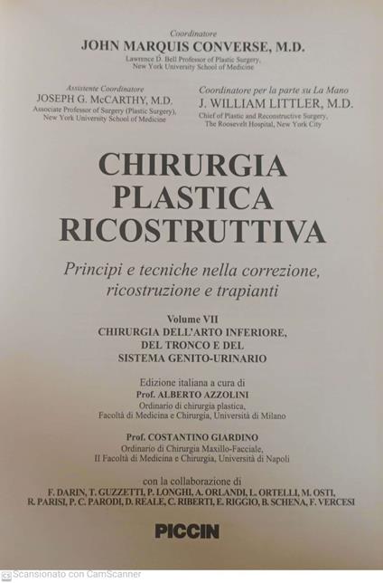 Chirurgia plastica ricostruttiva Principi e tecniche nella correzione ricostruzione e trapianti Vol. 7 - copertina