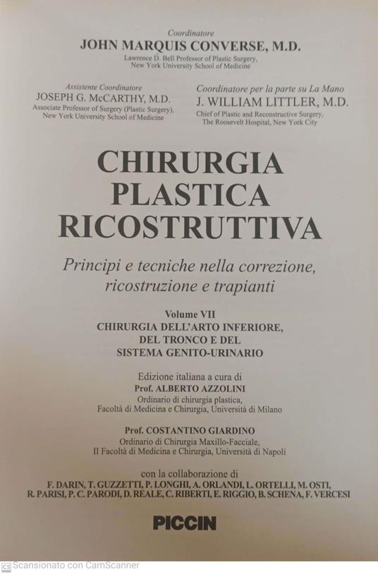 Chirurgia plastica ricostruttiva Principi e tecniche nella correzione ricostruzione e trapianti Vol. 7 - copertina