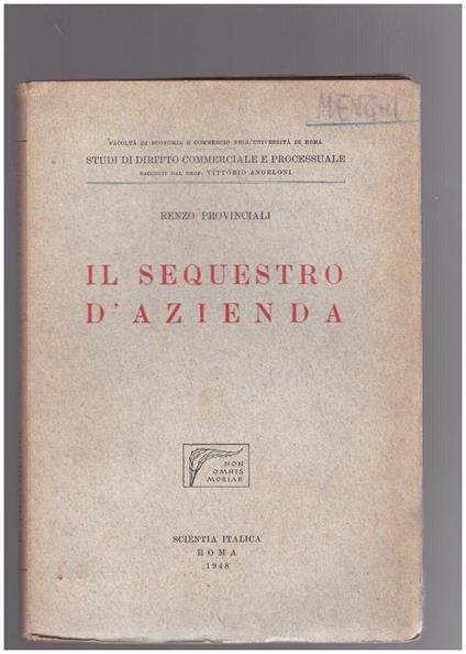 Il Sequestro d'Azienda - Renzo Provinciali - copertina