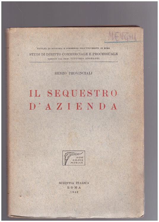 Il Sequestro d'Azienda - Renzo Provinciali - copertina
