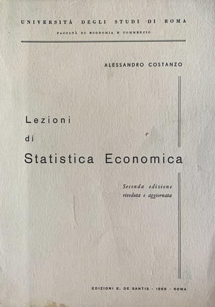 Lezioni di statistica economica - Alessandro Costanzo - copertina