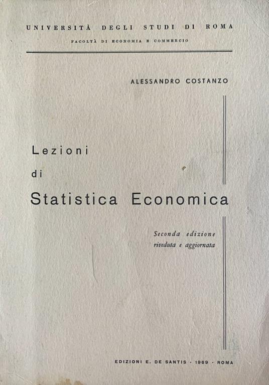 Lezioni di statistica economica - Alessandro Costanzo - copertina