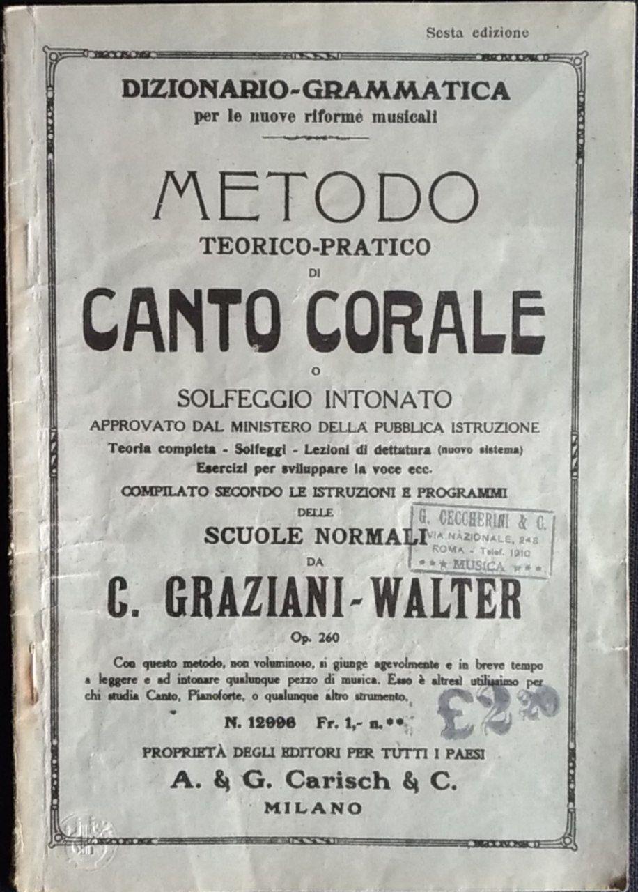 Metodo teorico - pratico di canto corale o solfeggio intonato