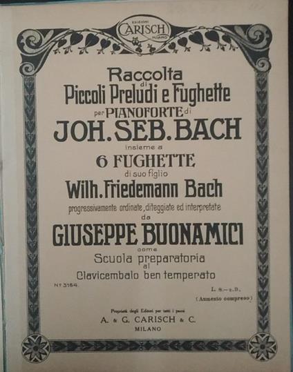 Raccolta di piccoli preludi e fughette per pianoforte - Johann Sebastian Bach - copertina