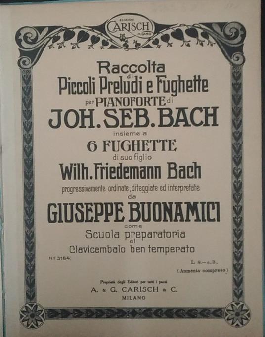 Raccolta di piccoli preludi e fughette per pianoforte - Johann Sebastian Bach - copertina