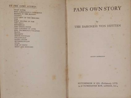 Pam's Own Story - Baroness von Hutten - copertina