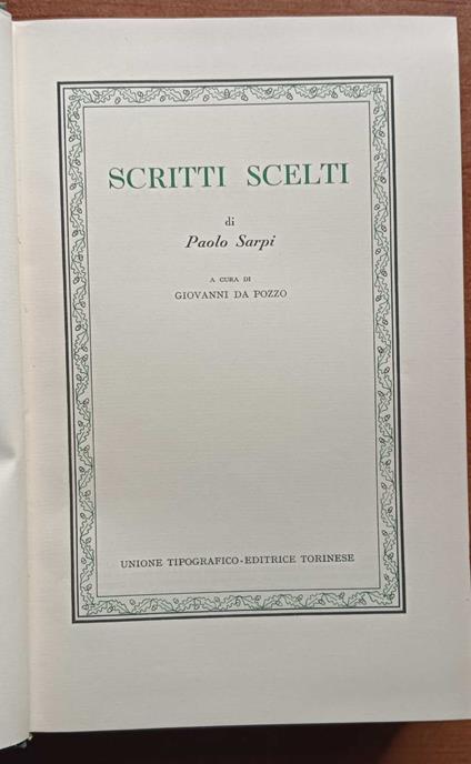 Scritti scelti - Paolo Sarpi - copertina
