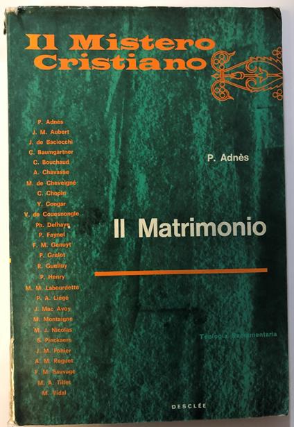 Il mistero Cristiano. Il Matrimonio - copertina