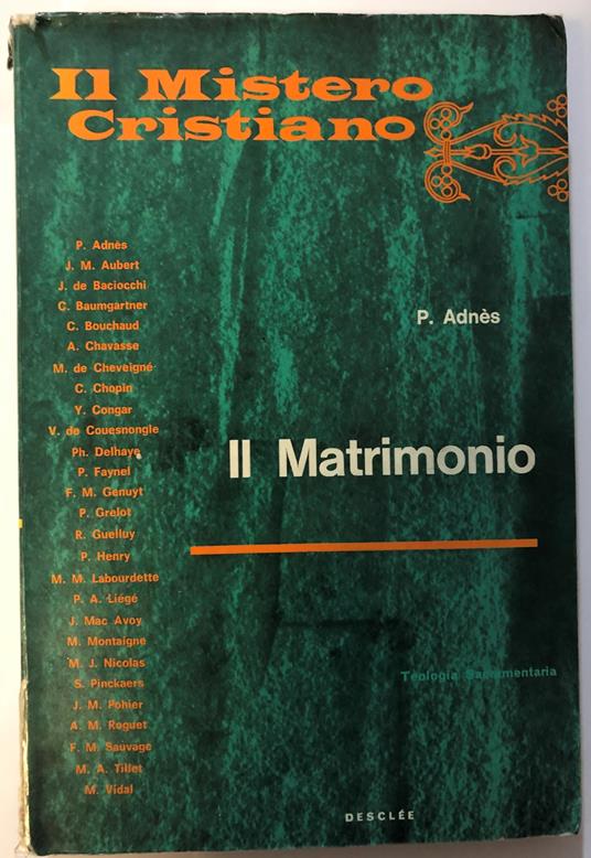 Il mistero Cristiano. Il Matrimonio - copertina