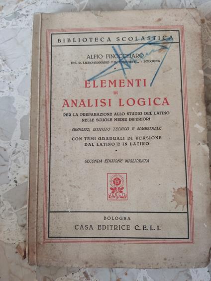 Elementi di analisi logica - Alfio Finocchiaro - copertina