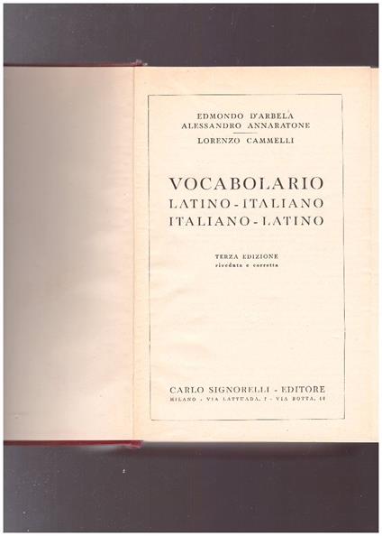 Vocabolario Latino-Italiano Italiano-Latino - copertina