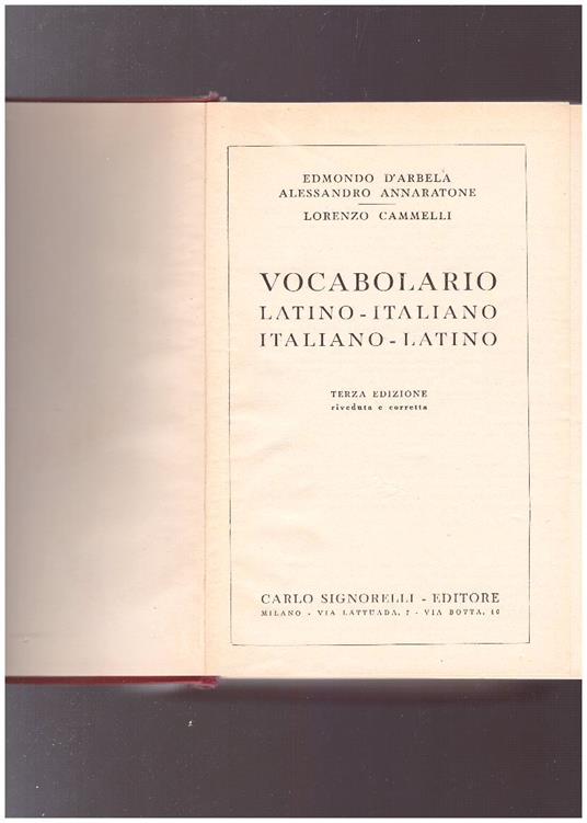 Vocabolario Latino-Italiano Italiano-Latino - copertina