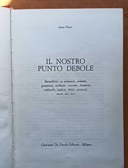Il nostro punto debole - Anna Piano - copertina