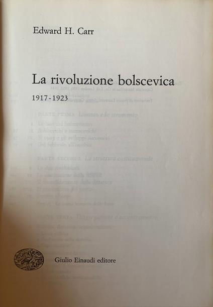 La rivoluzione bolscevica 1917-1923 - Edward Carr - copertina