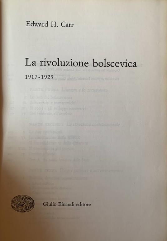 La rivoluzione bolscevica 1917-1923 - Edward Carr - copertina