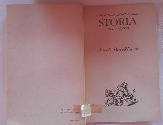 Considerazioni sulla storia del mondo - Jacob Burckhardt - copertina