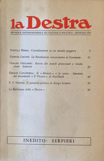 La Destra. inedito: Serpieri - copertina