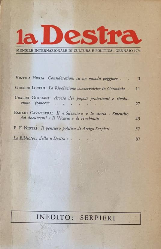 La Destra. inedito: Serpieri - copertina