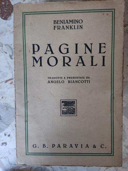 Pagine morali - Benjamin Franklin - copertina