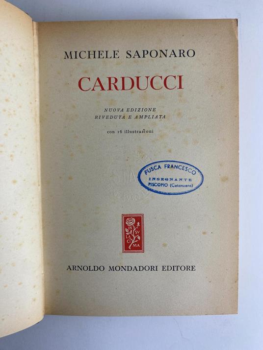 Carducci - Michele Saponaro,Michele Saponaro - copertina