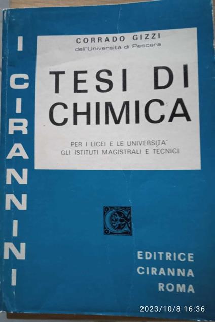 Tesi di chimica - Corrado Gizzi - copertina