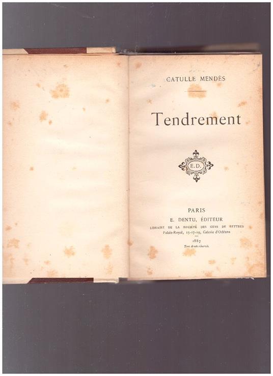 Tendrement - Catulle Mendès - copertina